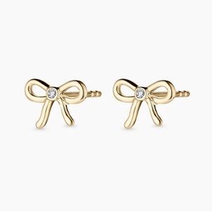 NWT Gorjana Diamond Put a Bow on It Stud Earrings 14k Gold Pair